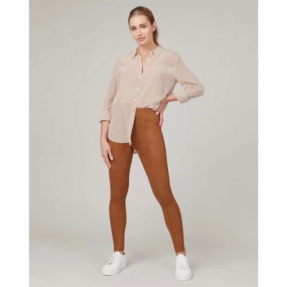 SPANX Faux Suede Legging Rich Caramel Tan Brown {E34} - Picture 1 of 4